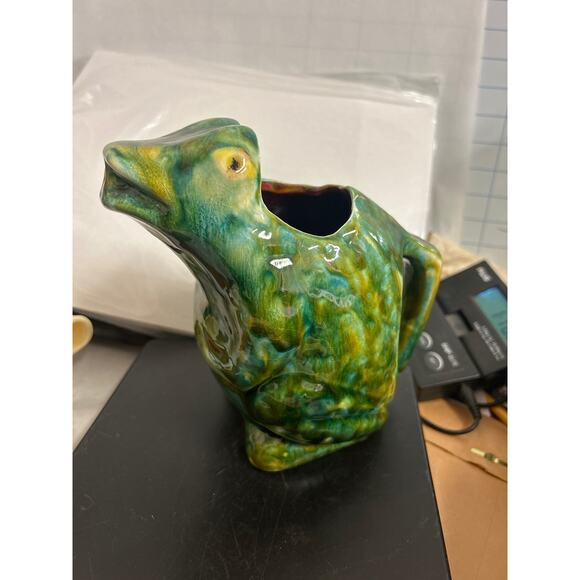 Vintage Majorca frog pitcher open mouth MADE IN France 7” - Picture 3 of 5